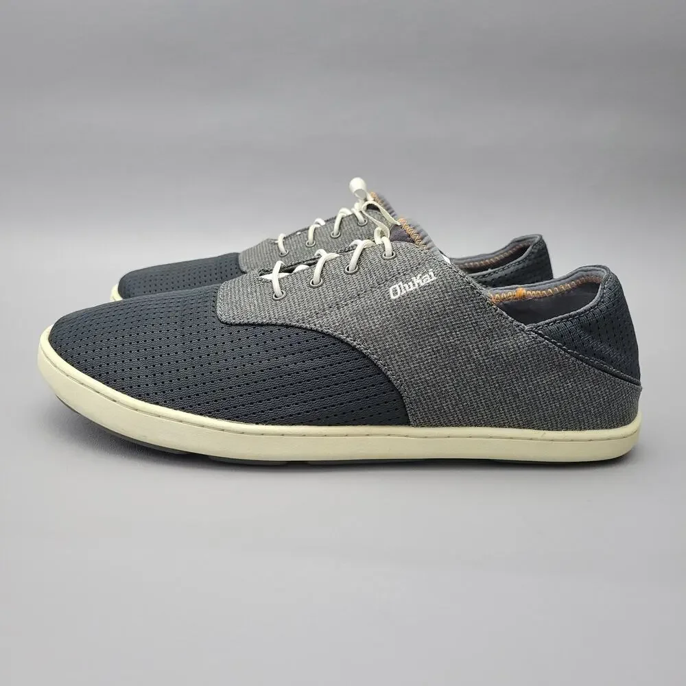 Olukai Nohea Moku Men's Casual Slip On Boat Shoes Size 9 Gray Black